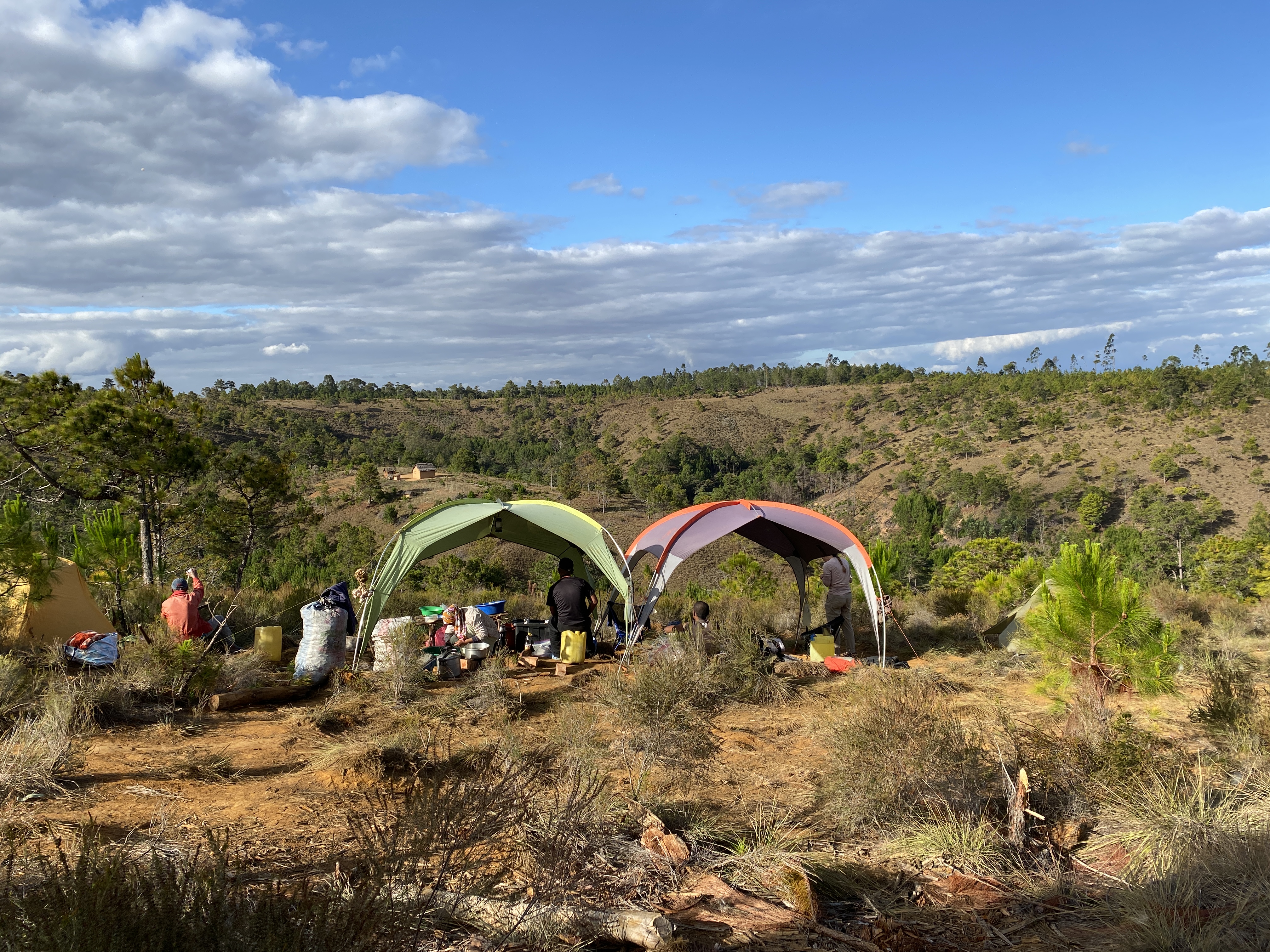 Kitchen tents on the hillside
